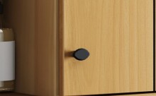 Kommode >WZ-0801< 1 Tür, 3 Fächer, Kiefer massiv eichefarbig lackiert - 52x90x32 (BxHxT)