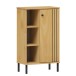Kommode >WZ-0801< 1 Tür, 3 Fächer, Kiefer massiv eichefarbig lackiert - 52x90x32 (BxHxT)