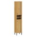 Hochschrank >WZ-0801< 2 Türen, 2 Fächer, Kiefer massiv eichefarbig lack - 35x190x32 (BxHxT)