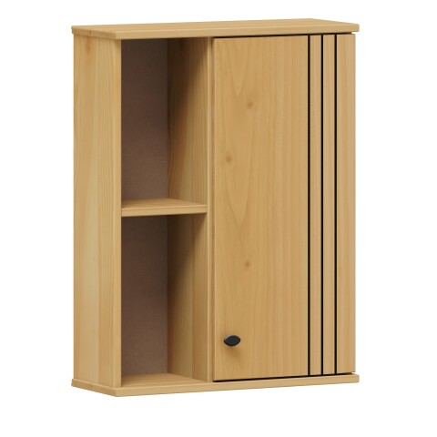 Hängeschrank >WZ-0801< 1 Tür, 2 Fächer, Kiefer massiv eichefarbig lackiert - 52x70x21cm B/H/T