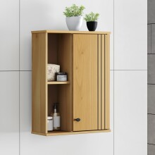 Hängeschrank >WZ-0801< 1 Tür, 2 Fächer, Kiefer massiv eichefarbig lackiert - 52x70x21cm B/H/T