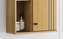 Hängeschrank >WZ-0801< 1 Tür, 2 Fächer, Kiefer massiv eichefarbig lackiert - 52x70x21cm B/H/T