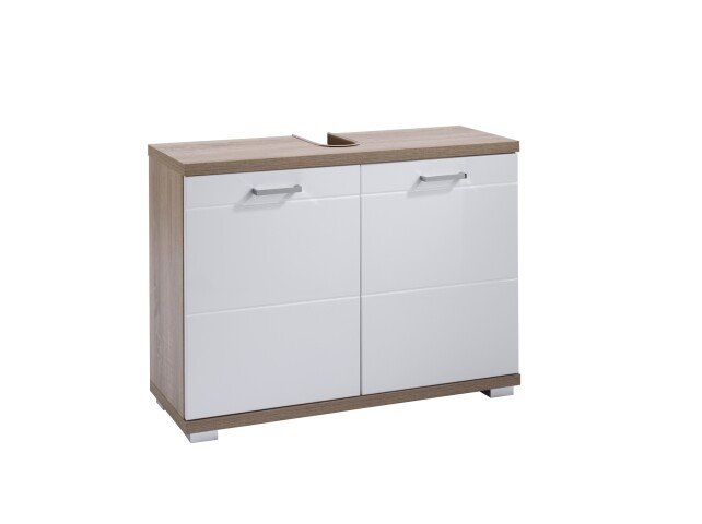 Waschbeckenunterschrank >NEBRASKA< in Eiche-Optik/Weiß 80 x 59 x 31,5 cm (BxHxT)
