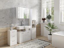 Waschbeckenunterschrank >NEBRASKA< in Weiß 80 x 59 x 31,5 cm (BxHxT)