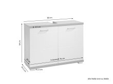 Waschbeckenunterschrank >NEBRASKA< in Weiß 80 x 59 x 31,5 cm (BxHxT)