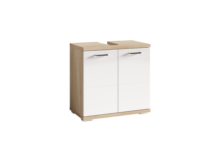 Waschbeckenunterschrank >NEBRASKA< in Eiche-Optik/Weiß 60 x 59 x 31,5 cm (BxHxT)