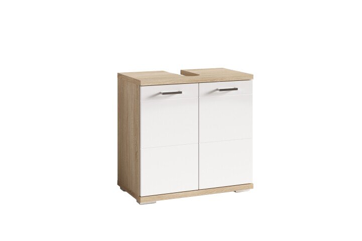 Waschbeckenunterschrank >NEBRASKA< in Eiche-Optik/Weiß 60 x 59 x 31,5 cm (BxHxT)