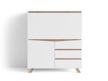 Sekretär >VALENTIN< in weiss / Eiche-Optik 120 x 127 x 38 cm (BxHxT)
