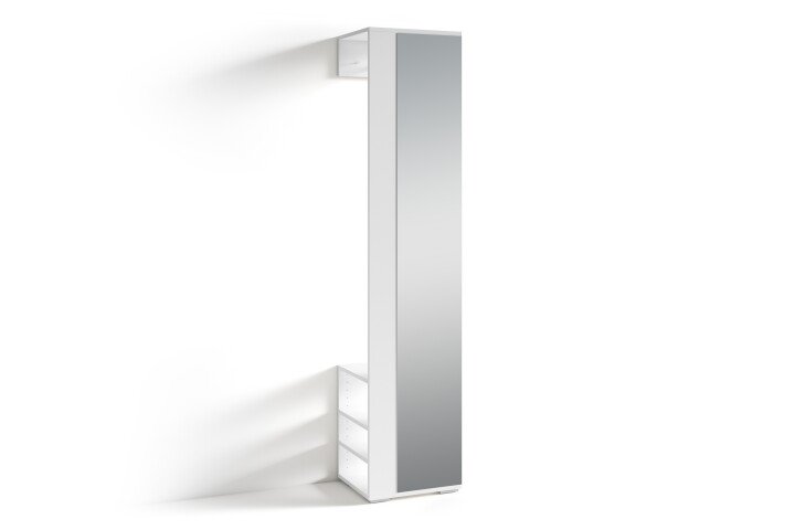 Hochschrank >BEN< in Weiß mit Spiegel 40 x 184 x 35 cm (BxHxT)