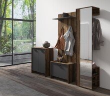 Hochschrank >BEN< in Old-Wood-Optik mit Spiegel 40 x 184 x 35 cm (BxHxT)