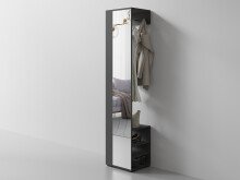 Hochschrank >BEN< in Anthrazit mit Spiegel 40 x 184 x 35 cm (BxHxT)