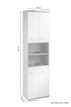 Doppelhochschrank >NEBRASKA< in Weiß 50 x 192 x 31,5 cm (BxHxT)