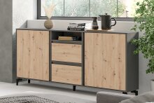 Sideboard >BLACKWOOD< in Eiche-Optik/Anthrazit 180 x 92 x 38 cm (BxHxT)