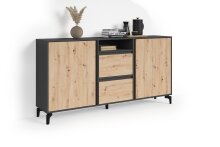 Sideboard >BLACKWOOD< in Eiche-Optik/Anthrazit 180 x 92 x 38 cm (BxHxT)