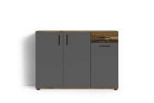 Kommode >JAKOB< in Anthrazit/Old-Wood-Optik 110 x 83,5 x 35,5 cm (BxHxT)