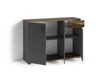 Kommode >JAKOB< in Anthrazit/Old-Wood-Optik 110 x 83,5 x 35,5 cm (BxHxT)