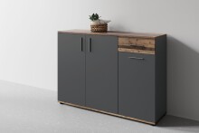Kommode >JAKOB< in Anthrazit/Old-Wood-Optik 110 x 83,5 x 35,5 cm (BxHxT)