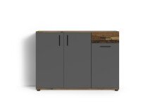 Kommode >JAKOB< in Anthrazit/Old-Wood-Optik 110 x 83,5 x 35,5 cm (BxHxT)