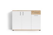 Kommode >JAKOB< in Weiß/Eiche-Optik 110 x 83,5 x 35,5 cm (BxHxT)
