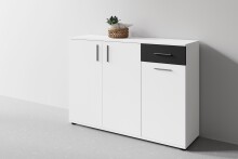 Kommode >JAKOB< in Weiß/Schwarz 110 x 83,5 x 35,5 cm (BxHxT)