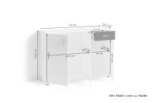 Kommode >JAKOB< in Weiß/Schwarz 110 x 83,5 x 35,5 cm (BxHxT)