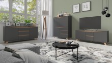 TV-Board >VALENTIN< in Anthrazit/Eiche-Optik 160 x 55 x 38 cm (BxHxT)
