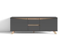 TV-Board >VALENTIN< in Anthrazit/Eiche-Optik 160 x 55 x 38 cm (BxHxT)