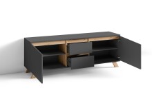 TV-Board >VALENTIN< in Anthrazit/Eiche-Optik 160 x 55 x 38 cm (BxHxT)