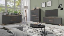 TV-Board >VALENTIN< in Anthrazit/Eiche-Optik 160 x 55 x 38 cm (BxHxT)