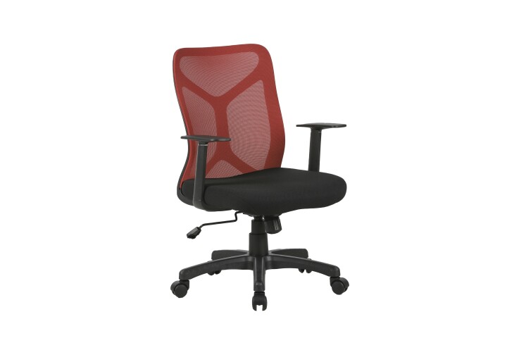 Chefsessel >BONE< in Schwarz/Ziegelrot 61,5 x 91-98,5 x 51,5 cm (BxHxT)