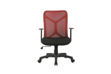 Chefsessel >BONE< in Schwarz/Ziegelrot 61,5 x 91-98,5 x 51,5 cm (BxHxT)