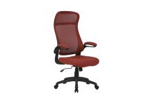Chefsessel >FLOW< in Schwarz/Ziegelrot 62 x 114-122...