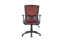 Chefsessel >LONG< in Ziegelrot aus Webstoff 52,5 x 95,5-103 x 60,5 cm (BxHxT)