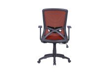 Chefsessel >LONG< in Ziegelrot aus Webstoff 52,5 x 95,5-103 x 60,5 cm (BxHxT)