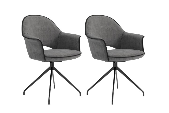 Stuhl >DALLAS< 2er-Set in Grau/Schwarz 63 x 87 x 56 cm (BxHxT)