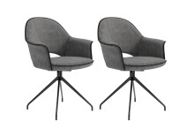 Stuhl >DALLAS< 2er-Set in Grau/Schwarz 63 x 87 x 56...