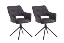Stuhl >ELEONORE< 2er-Set in Anthrazit aus Vintage...