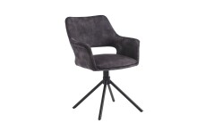 Stuhl >ELEONORE< 2er-Set in Anthrazit aus Vintage Samtstoff 57x84x61 cm (BxHxT)