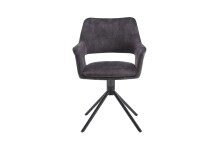 Stuhl >ELEONORE< 2er-Set in Anthrazit aus Vintage Samtstoff 57x84x61 cm (BxHxT)