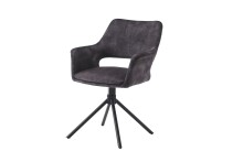 Stuhl >ELEONORE< 2er-Set in Anthrazit aus Vintage Samtstoff 57x84x61 cm (BxHxT)