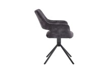 Stuhl >ELEONORE< 2er-Set in Anthrazit aus Vintage Samtstoff 57x84x61 cm (BxHxT)