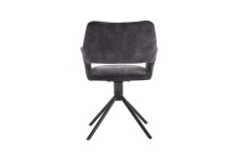 Stuhl >ELEONORE< 2er-Set in Anthrazit aus Vintage Samtstoff 57x84x61 cm (BxHxT)