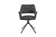 Stuhl >ELEONORE< 2er-Set in Anthrazit aus Vintage Samtstoff 57x84x61 cm (BxHxT)