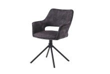 Stuhl >ELEONORE< 2er-Set in Anthrazit aus Vintage Samtstoff 57x84x61 cm (BxHxT)