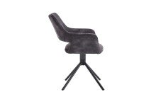 Stuhl >ELEONORE< 2er-Set in Anthrazit aus Vintage Samtstoff 57x84x61 cm (BxHxT)
