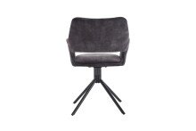 Stuhl >ELEONORE< 2er-Set in Anthrazit aus Vintage Samtstoff 57x84x61 cm (BxHxT)