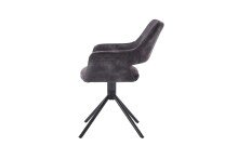 Stuhl >ELEONORE< 2er-Set in Anthrazit aus Vintage Samtstoff 57x84x61 cm (BxHxT)