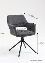 Stuhl >ELEONORE< 2er-Set in Anthrazit aus Vintage Samtstoff 57x84x61 cm (BxHxT)