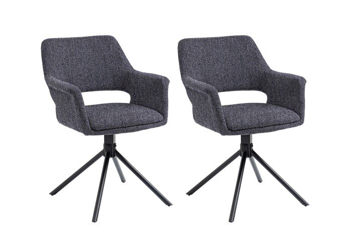 Stuhl >ELEONORE< 2er-Set in Dunkelgrau aus Bouclè 57 x 84 x 61 cm (BxHxT)