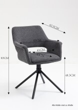 Stuhl >ELEONORE< 2er-Set in Dunkelgrau aus Bouclè 57 x 84 x 61 cm (BxHxT)